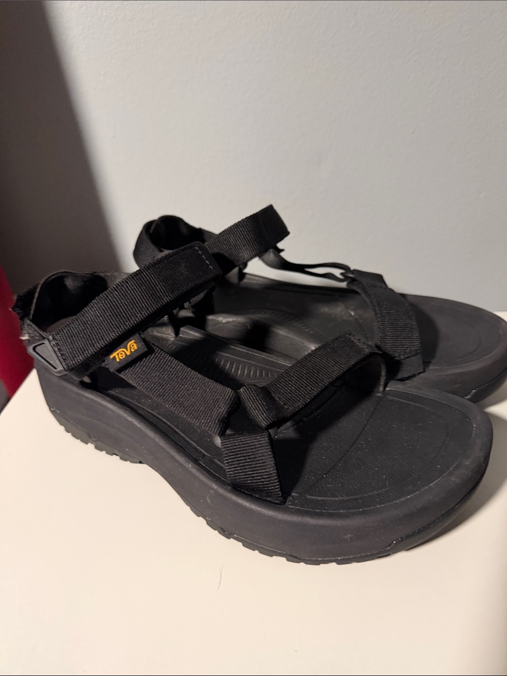 Teva Black Adjustable Strappy Sandals size 8